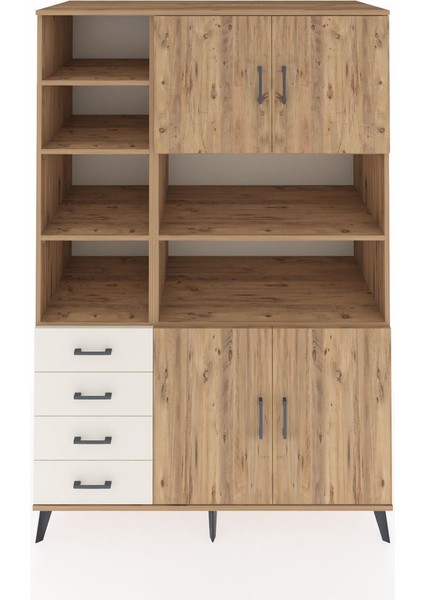Kronos Dolap 9 Raflı 4 Çekmeceli 4 Kapaklı 132X59X195 Çam-Çam/aytaşı