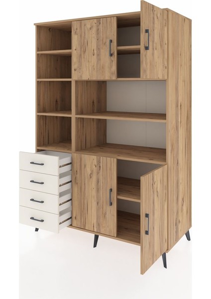 Kronos Dolap 9 Raflı 4 Çekmeceli 4 Kapaklı 132X59X195 Çam-Çam/aytaşı modelleri