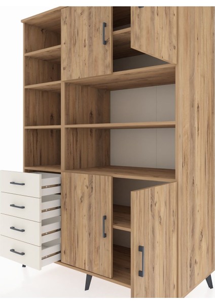 Kronos Dolap 9 Raflı 4 Çekmeceli 4 Kapaklı 132X59X195 Çam-Çam/aytaşı fırsatları