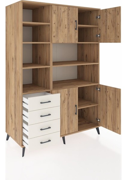 Kronos Dolap 9 Raflı 4 Çekmeceli 4 Kapaklı 132X59X195 Çam-Çam/aytaşı indirimleri