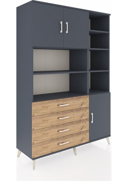 Hyperion Dolap 9 Raflı 4 Çekmeceli 3 Kapaklı 132X44X195 Antrasit-Antrasit/çam fiyatları