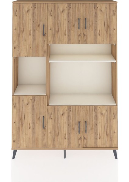 Arges Dolap 9 Raflı 6 Kapaklı 132X30X195 Çam-Çam/aytaşı