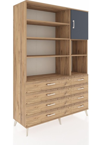 Hyperion Dolap 8 Raflı 8 Çekmeceli Tek Kapaklı 132X44X195 Çam-Antrasit/çam fiyatları