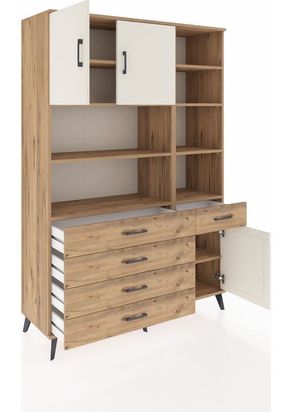 Hyperion Dolap 9 Raflı 5 Çekmeceli 3 Kapaklı 132X44X195 Çam-Aytaşı/çam indirimleri