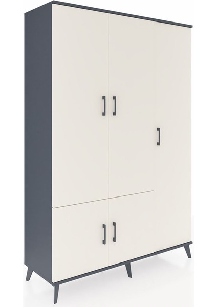 Hyperion Dolap 7 Raflı 5 Kapaklı Tek Askılı 132X44X195 Antrasit-Aytaşı/çam fiyatları