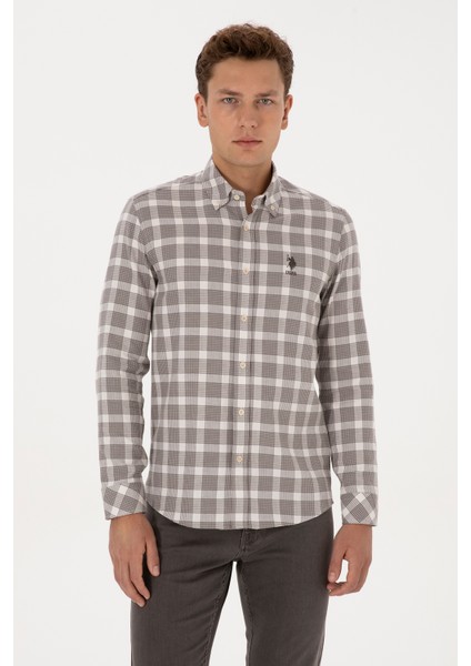 Erkek Vizon Gömlek Desenli 50308532-VR052