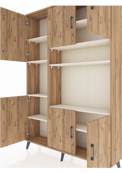 Arges Dolap 9 Raflı 6 Kapaklı 132X30X195 Çam-Çam/aytaşı fırsatları