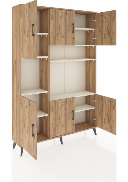 Arges Dolap 9 Raflı 6 Kapaklı 132X30X195 Çam-Çam/aytaşı indirimleri