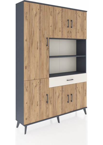 Arges Dolap 10 Raflı Tek Çekmeceli 6 Kapaklı 132X30X195 Antrasit-Çam/aytaşı fiyatları