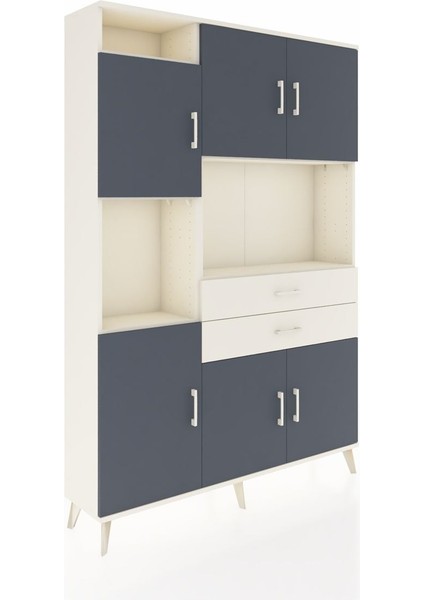 Arges Dolap 8 Raflı 2 Çekmeceli 6 Kapaklı 132X30X195 Aytaşı-Antrasit/aytaşı fiyatları