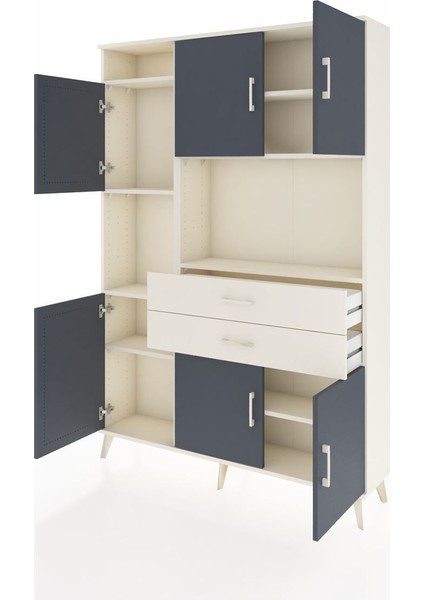 Arges Dolap 8 Raflı 2 Çekmeceli 6 Kapaklı 132X30X195 Aytaşı-Antrasit/aytaşı modelleri