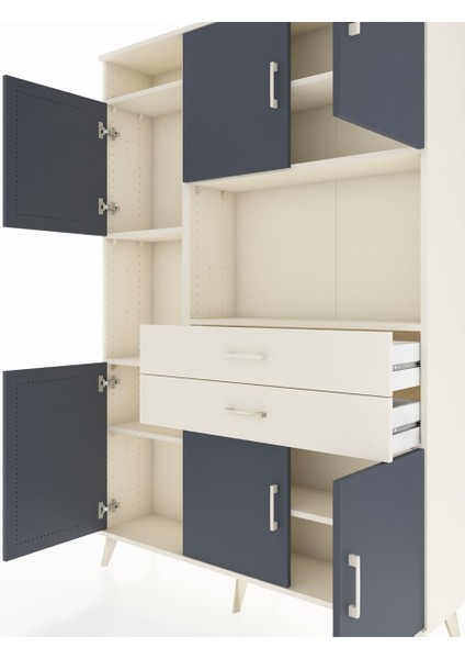 Arges Dolap 8 Raflı 2 Çekmeceli 6 Kapaklı 132X30X195 Aytaşı-Antrasit/aytaşı fırsatları