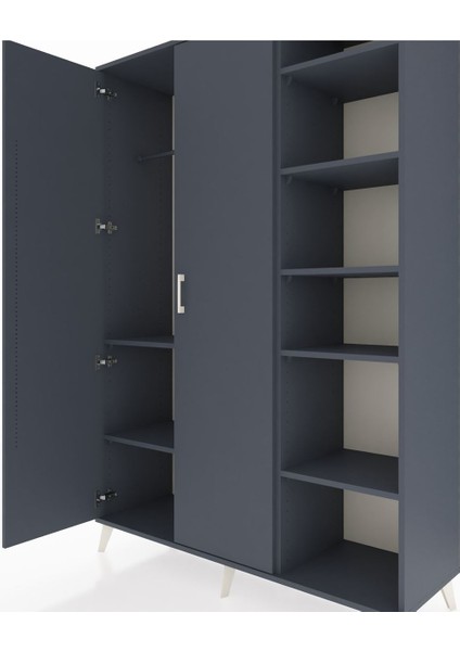 Hyperion Dolap 7 Raflı 2 Kapaklı Tek Askılı 132X44X195 Antrasit-Antrasit/aytaşı fırsatları