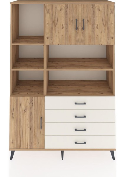 Hyperion Dolap 8 Raflı 4 Çekmeceli 3 Kapaklı 132X44X195 Çam-Çam/aytaşı