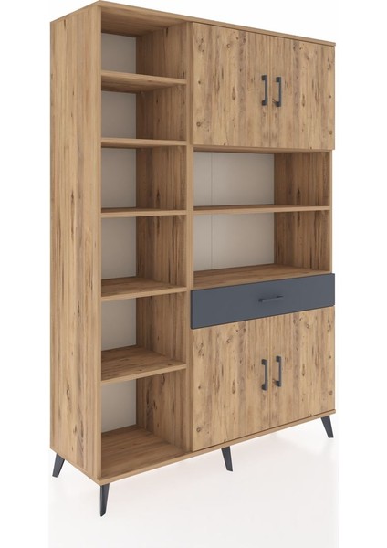Hyperion Dolap 10 Raflı Tek Çekmeceli 4 Kapaklı 132X44X195 Çam-Çam/antrasit fiyatları