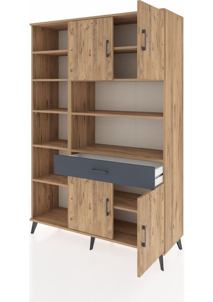 Hyperion Dolap 10 Raflı Tek Çekmeceli 4 Kapaklı 132X44X195 Çam-Çam/antrasit modelleri