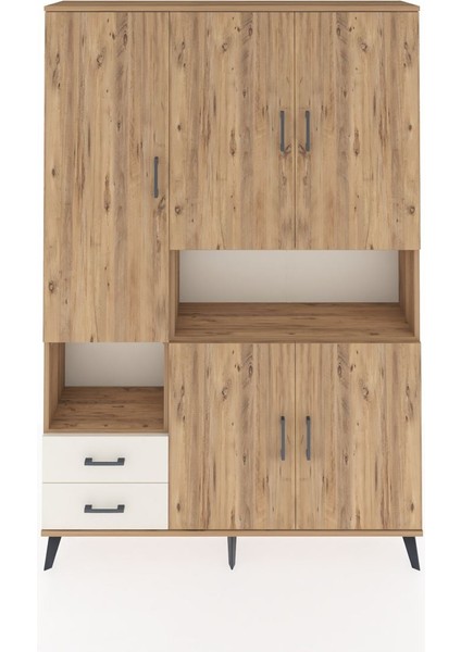 Arges Dolap 10 Raflı 2 Çekmeceli 5 Kapaklı 132X30X195 Çam-Çam/aytaşı