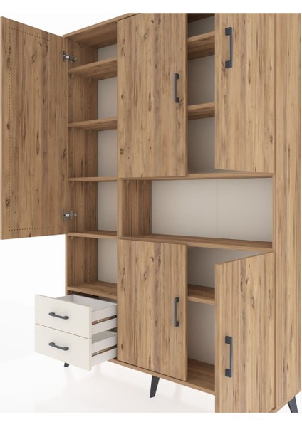Arges Dolap 10 Raflı 2 Çekmeceli 5 Kapaklı 132X30X195 Çam-Çam/aytaşı fırsatları