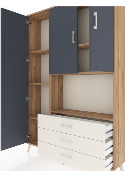 Arges Dolap 6 Raflı 3 Çekmeceli 3 Kapaklı 132X30X195 Çam-Antrasit/aytaşı fırsatları