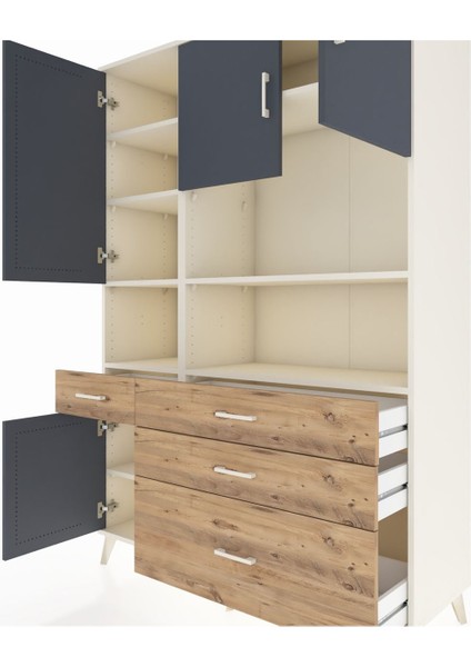 Hyperion Dolap 9 Raflı 4 Çekmeceli 4 Kapaklı 132X44X195 Aytaşı-Antrasit/çam fırsatları