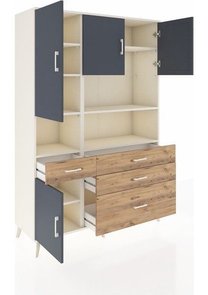 Hyperion Dolap 9 Raflı 4 Çekmeceli 4 Kapaklı 132X44X195 Aytaşı-Antrasit/çam indirimleri