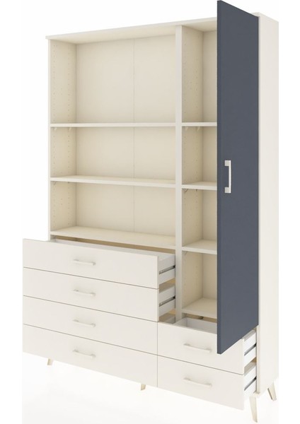 Arges Dolap 7 Raflı 6 Çekmeceli Tek Kapaklı 132X30X195 Aytaşı-Antrasit/aytaşı modelleri