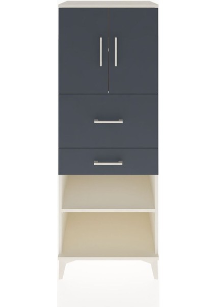 Hyperion Dolap 3 Raflı 2 Çekmeceli 2 Kapaklı 60X44X163 Aytaşı-Antrasit