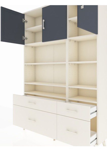 Arges Dolap 10 Raflı 4 Çekmeceli 3 Kapaklı 132X30X195 Aytaşı-Antrasit/aytaşı fırsatları