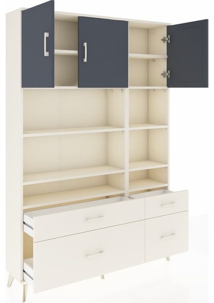 Arges Dolap 10 Raflı 4 Çekmeceli 3 Kapaklı 132X30X195 Aytaşı-Antrasit/aytaşı indirimleri