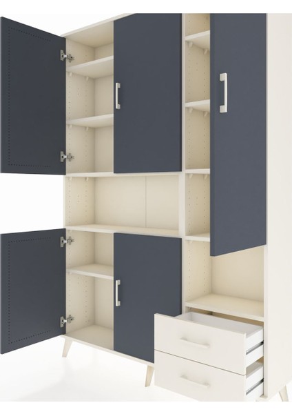 Arges Dolap 10 Raflı 2 Çekmeceli 5 Kapaklı 132X30X195 Aytaşı-Antrasit/aytaşı fırsatları