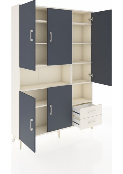 Arges Dolap 10 Raflı 2 Çekmeceli 5 Kapaklı 132X30X195 Aytaşı-Antrasit/aytaşı indirimleri