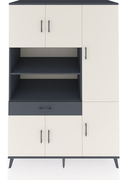 Kronos Dolap 10 Raflı Tek Çekmeceli 6 Kapaklı 132X59X195 Antrasit-Aytaşı/antrasit