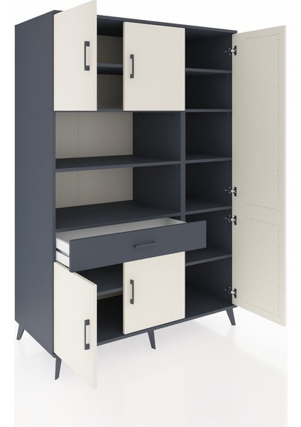Kronos Dolap 10 Raflı Tek Çekmeceli 6 Kapaklı 132X59X195 Antrasit-Aytaşı/antrasit indirimleri