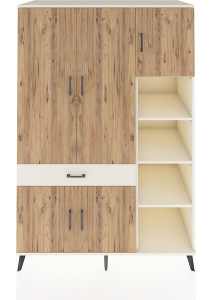 Kronos Dolap 10 Raflı Tek Çekmeceli 5 Kapaklı 132X59X195 Aytaşı-Çam/aytaşı