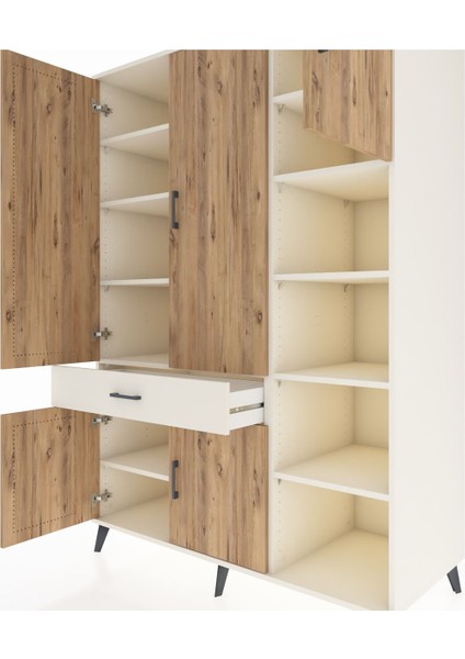 Kronos Dolap 10 Raflı Tek Çekmeceli 5 Kapaklı 132X59X195 Aytaşı-Çam/aytaşı fırsatları