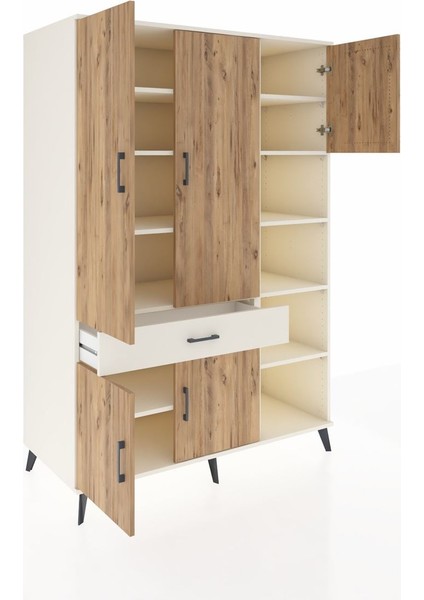 Kronos Dolap 10 Raflı Tek Çekmeceli 5 Kapaklı 132X59X195 Aytaşı-Çam/aytaşı indirimleri