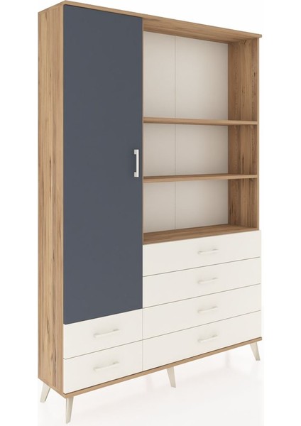 Arges Dolap 7 Raflı 6 Çekmeceli Tek Kapaklı 132X30X195 Çam-Antrasit/aytaşı fiyatları