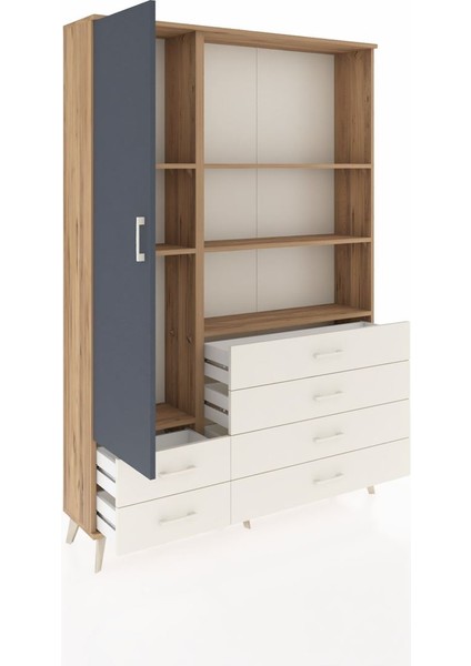 Arges Dolap 7 Raflı 6 Çekmeceli Tek Kapaklı 132X30X195 Çam-Antrasit/aytaşı indirimleri