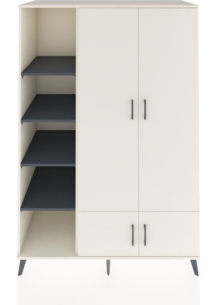 Kronos Dolap 6 Raflı 4 Kapaklı Tek Askılı 132X59X195 Aytaşı-Aytaşı/antrasit