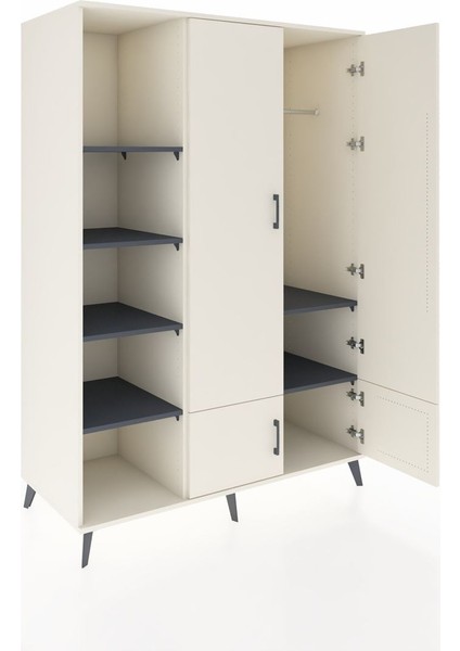 Kronos Dolap 6 Raflı 4 Kapaklı Tek Askılı 132X59X195 Aytaşı-Aytaşı/antrasit indirimleri