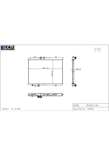Radyatör P206 2.0 Hdi 1 Sıra Alb Sistem 1330 40 1330 B0 1330 53