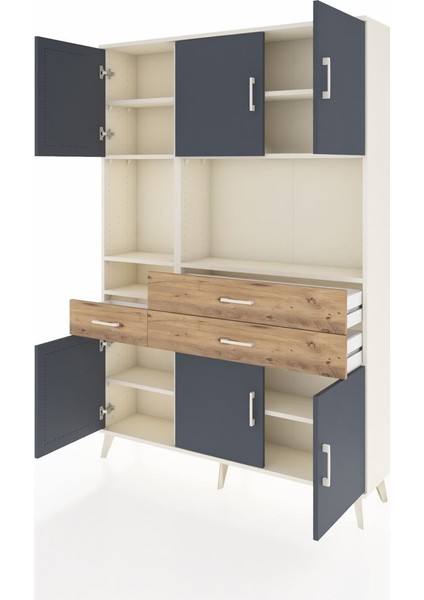 Arges Dolap 9 Raflı 3 Çekmeceli 6 Kapaklı 132X30X195 Aytaşı-Antrasit/çam modelleri