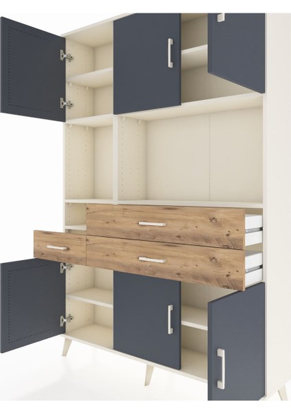 Arges Dolap 9 Raflı 3 Çekmeceli 6 Kapaklı 132X30X195 Aytaşı-Antrasit/çam fırsatları