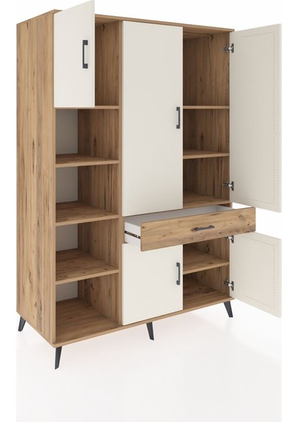 Kronos Dolap 8 Raflı Tek Çekmeceli 5 Kapaklı 132X59X195 Çam-Aytaşı/çam indirimleri