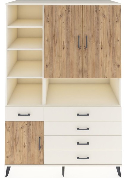 Kronos Dolap 8 Raflı 5 Çekmeceli 3 Kapaklı 132X59X195 Aytaşı-Çam/aytaşı