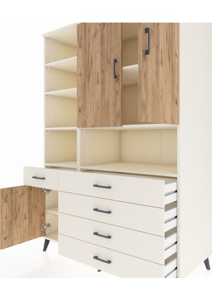 Kronos Dolap 8 Raflı 5 Çekmeceli 3 Kapaklı 132X59X195 Aytaşı-Çam/aytaşı fırsatları