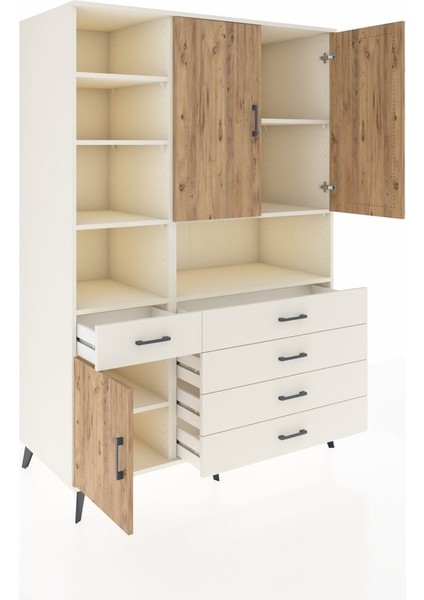 Kronos Dolap 8 Raflı 5 Çekmeceli 3 Kapaklı 132X59X195 Aytaşı-Çam/aytaşı indirimleri