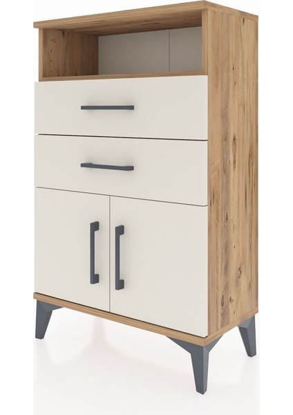 Arges Komodin Tek Raflı 2 Çekmeceli 2 Kapaklı 60X30X96 Çam-Aytaşı modelleri