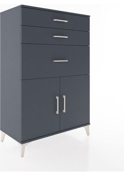 Hyperion Dolap Tek Raflı 3 Çekmeceli 2 Kapaklı 88X44X134 Antrasit-Antrasit fiyatları