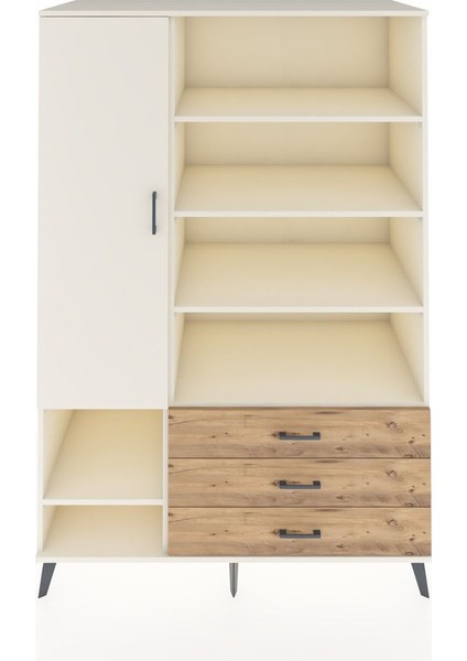 Kronos Dolap 9 Raflı 3 Çekmeceli Tek Kapaklı 132X59X195 Aytaşı-Aytaşı/çam